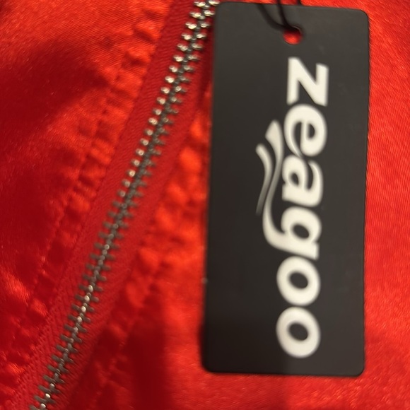 NWT Bomber Red Lightweight Zip Up Jacket Casual Striped Jacket, Size Smalll - Picture 3 of 10